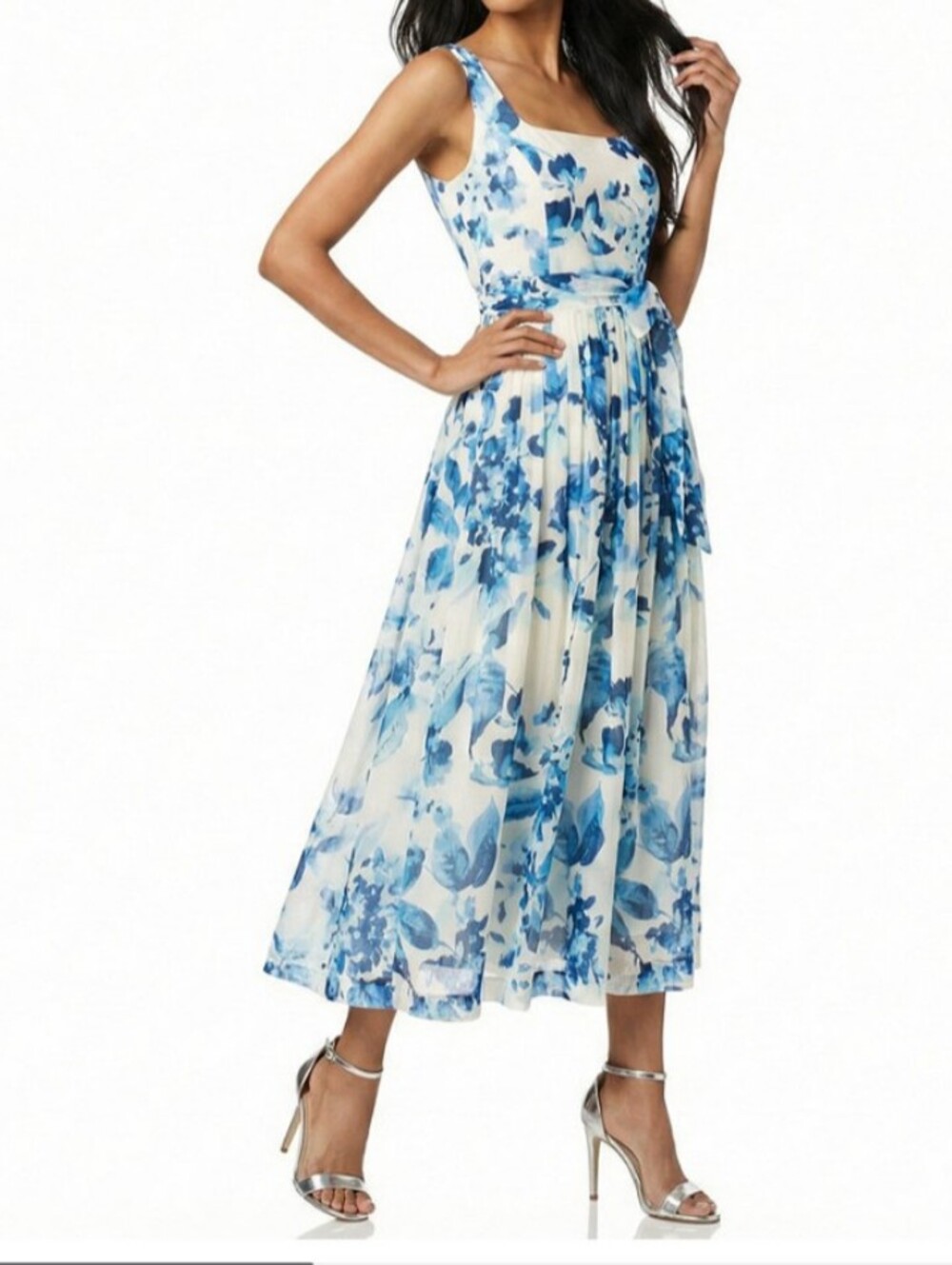 Women's Sleeveless Square Neck Midi Dress
